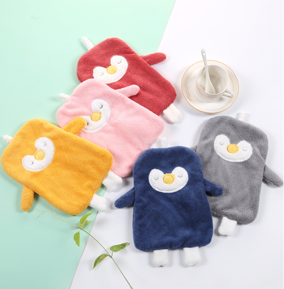 Cartoon Penguin Hand Towel 3pc Set for Babies, Kitchen, and Bathroom Hanging Mini Towel - Soft and Absorbent